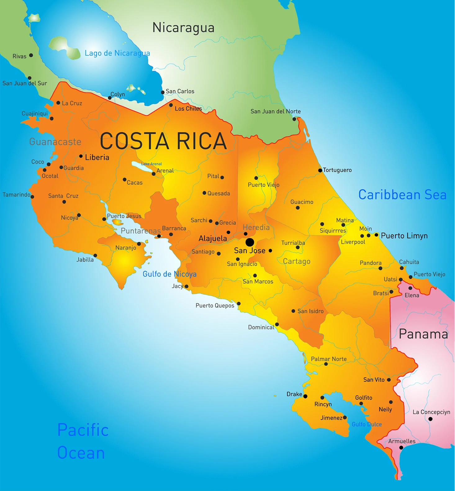 Costa Rica Bordering Countries-Compressed