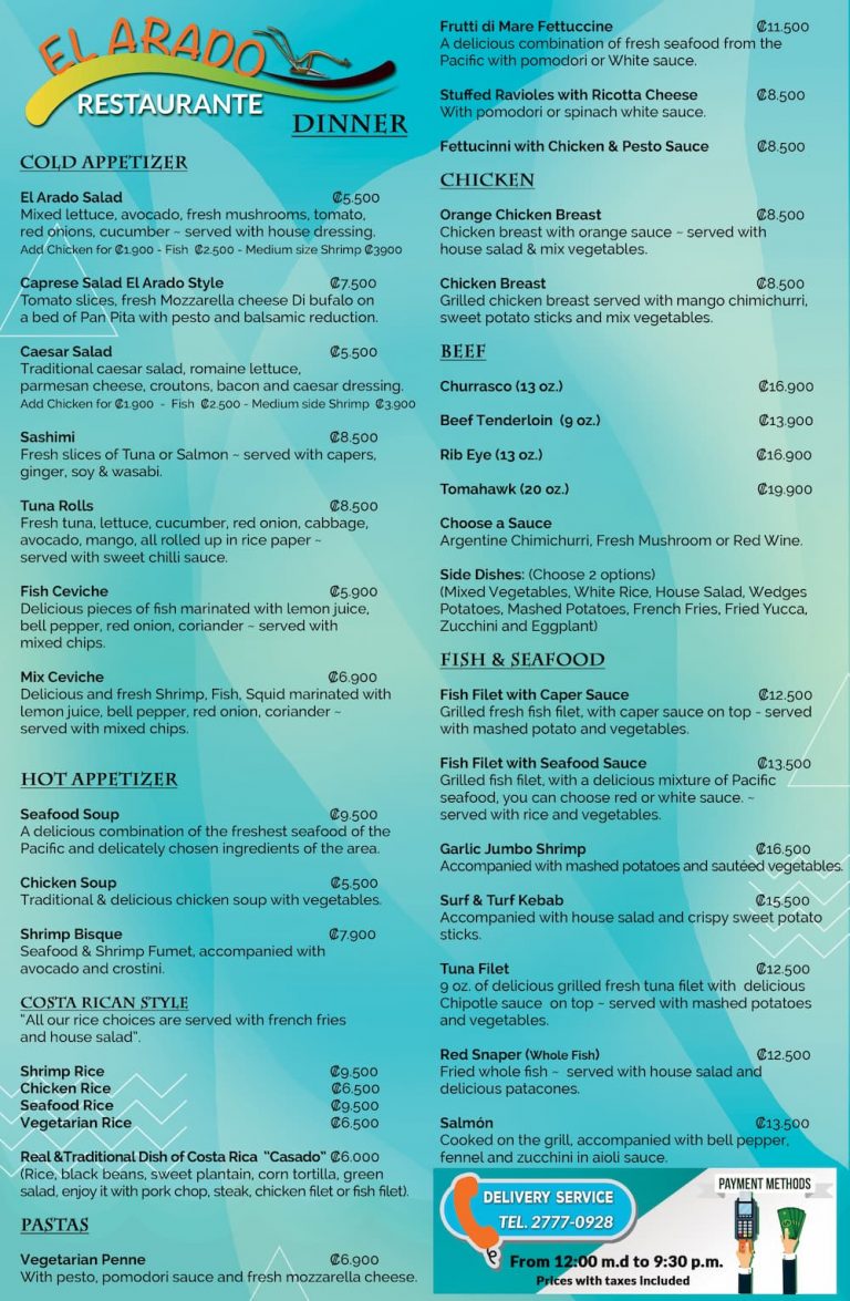 Restaurante el Arado Dinner Menu 768x1175